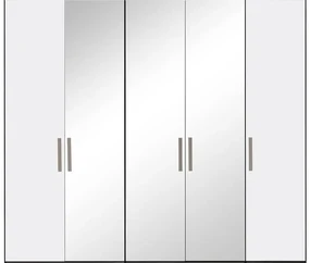 Goossens Kledingkast Easy Storage Ddk, Kledingkast 253 cm breed, 220 cm hoog, 2x draaideur en 3x spiegel draaideur midden