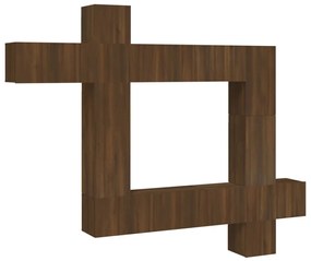 vidaXL 9-delige Tv-meubelset bewerkt hout bruineikenkleurig