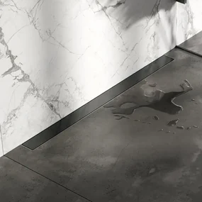 Brauer Douchegoot - 100x7.5cm - muurflens - tegelinlegrooster omkeerbaar - RVS - geborsteld gunmetal DR-MRFW100GM