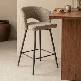 Barstoel Met Ronde Rug Boucle Zandkleur