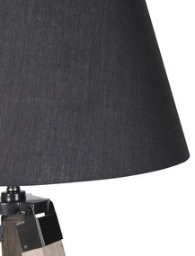 Industriële vloerlamp op houten driepoot met zwarte kap - Rio Industriele / Industrie / Industrial E27 rond Binnenverlichting Lamp