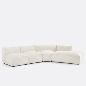 Hoekbank rechts van bouclettestof Seven