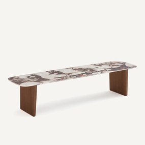 Lage wandtafel, keramiek en walnootfineer, DOLMENA