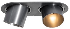 Set van 6 inbouwspots gunmetal GU10 50mm 2-lichts - Installa