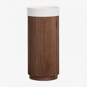 Badmeubelset Ø40 Cm Van Hout Met Geïntegreerde Wastafel Freia Donker Hout - Sklum