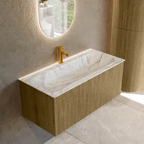 Mondiaz Kurve-dlux 100cm badmeubel dusk met 1 lade en wastafel big medium midden 1 kraangat glace
