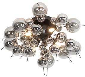 Design plafondlamp zwart met smoke glas 4-lichts - Explode