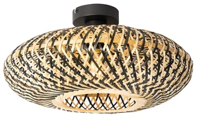 Smart plafondlamp zwart bamboe 40 cm incl. Wifi A60 - OstravaOosters E27 rond Binnenverlichting Lamp