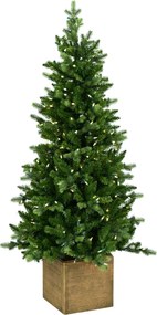 Norfolk kunst (tafel)kerstboom - 137 cm - groen - Diameter 97 cm - 903 tips - 200 ledlampjes - houten box