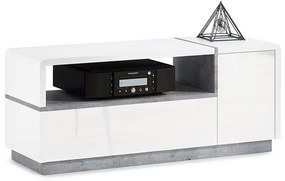 Mazzoni Tv-tafel FOLK RTV-120, wit hoogglans/beton, kast