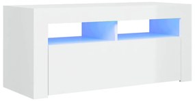 vidaXL Tv-meubel met LED-verlichting 90x35x40 cm hoogglans wit