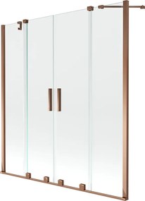 Mexen Velar Duo badwand 2-delig schuifbaar 160 x 150 cm, transparant, roze goud - 896-160-000-02-60
