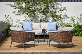 Stoel en Bank Loungeset Aluminium Taupe 5 personen Coco Coco Palm