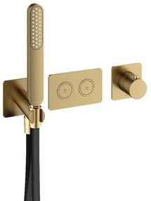 Hotbath Gal PB7071 afbouwdeel thermostaat met 2 pushbuttons messing geborsteld PVD