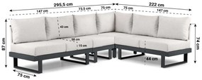 Hoek loungeset 6 personen Aluminium Grijs  Lifestyle Garden Furniture Lorenzo