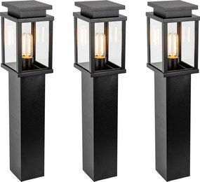 3x Jersey Tuinlamp Zwart 60cm met LED Tuinverlichting Zwart E27