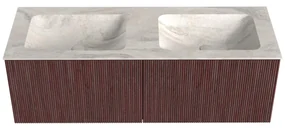 Mondiaz Kurve-dlux 130cm badmeubel ruby met 2 lades en wastafel leaf dubbel zonder kraangat ostra