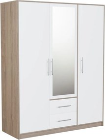 Kledingkast Cavmero 103, Sonoma eik, Wit, 190x150x56cm, 121 kg, Kledingkast deuren: Met scharnieren, Aantal planken: 4, Aantal planken: 4