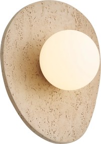 Japandi wandlamp naturel steen organisch met opaal glas - Josie