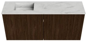 Mondiaz Joya DLux 90cm toiletmeubel walnut met wastafel faye links 1 kraangat opalo