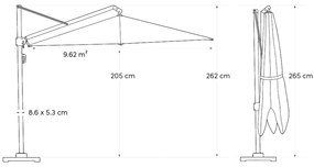 Platinum Challenger zweefparasol Ø3.5m T2 premium champagne