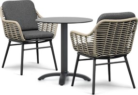 Tuinset Ronde Tuintafel 2 personen 70 cm Rope Grijs  Coco Antoni/Talao