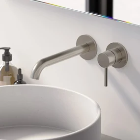 Hotbath Buddy inbouw wastafelkraan 18cm geborsteld nikkel