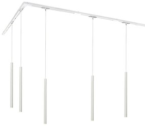 Modern railsysteem met 5 hanglampen wit 1-fase - Iconic Frini