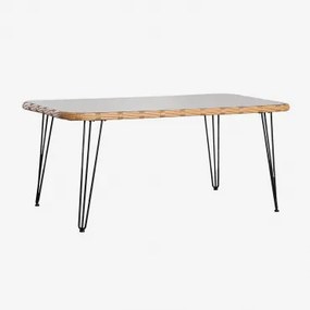 Rechthoekige Tuin Tafel 180x90 Cm Van Synthetisch Riet Leribert Natuurlijk - Sklum