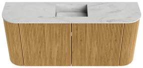 Mondiaz Joya DLux 95cm toiletmeubel ronding links/rechts oak met wastafel faye midden 1 kraangat opalo