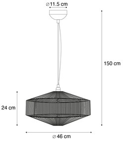 Japandi hanglamp bruin touw 46cm - SveaJapandi E27 rond Binnenverlichting Lamp