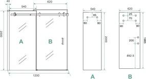 Saniclear Supreme glaswand voor douchedeur 110-120cm