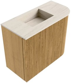 Mondiaz Joya DLux 50cm toiletmeubel ronding rechts oak met wastafel faye links zonder kraangat meli