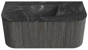 Mondiaz Kurve-dlux 100cm badmeubel ronding links/rechts shadow met 1 lade en 2 deuren en wastafel grunne midden zonder kraangat lava