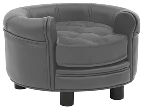 vidaXL Hondenbank 48x48x32 cm pluche en kunstleer grijs