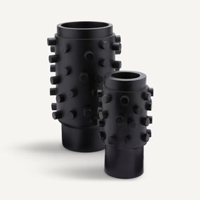 Vaas in gezwart mangohout, H37,5 cm, Daipur