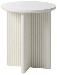 Greige Tafeltje Rond Met Ribbels - 50 X 50cm.