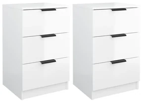 vidaXL Nachtkastjes 2 st 40x36x65 cm hoogglans wit