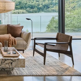 Fauteuil van massief gebeitst eiken en leer, Alberto
