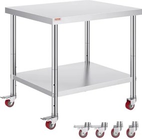 VEVOR Werktafel 91 x 76 x 82 cm RVS Catering Werktafel ca. 160 kg voor draagvermogen Voedselbereidingstafel Commerciële Werktafel voor Keuken Bar Restaurantar 4 verstelbare poten