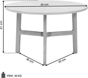 Mazzoni BELLUNO Naturel Essen - HOUTEN SALONTAFEL Ø65 cm ROND MODERN CLASSIC