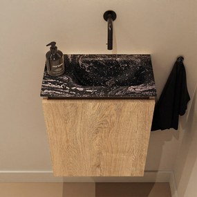 Mondiaz Ture DLux toiletmeubel 40cm washed oak met wastafel lava rechts zonder kraangat