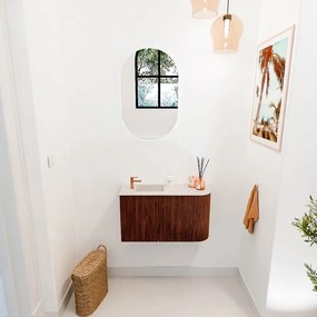 Mondiaz Joya DLux 70cm toiletmeubel ronding rechts ruby met wastafel faye links 1 kraangat meli