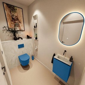 MONDIAZ TURE-DLUX 40cm toiletmeubel Jeans. EDEN wastafel Ostra positie midden. Zonder kraangat. TUREDX40JEAM0OST