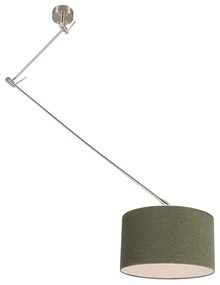 Eettafel / Eetkamer Hanglamp staal met kap 35 cm groen verstelbaar - Blitz Modern E27 rond Binnenverlichting Lamp