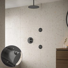 Saniclear Iron Stripes inbouw regendouche 30cm met ronde massagejets en plafondarm verouderd ijzer - gunmetal