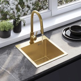 Stalen spoelbak Leo 40 BRUSH GOLD