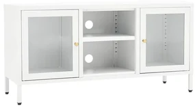 vidaXL Tv-meubel 105x35x52 cm staal en glas wit