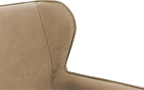 Goossens Excellent Eetkamerstoel Leogang bruin leer met armleuning en met wielenZwart skater wiel met zwarte kap, elegant chic