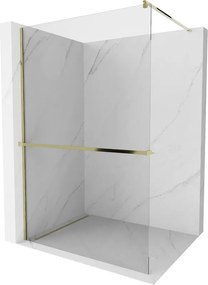 Mexen Kioto+ douchewand met plank Walk-in 90 x 200 cm, transparant, goud - 800-090-121-50-00
